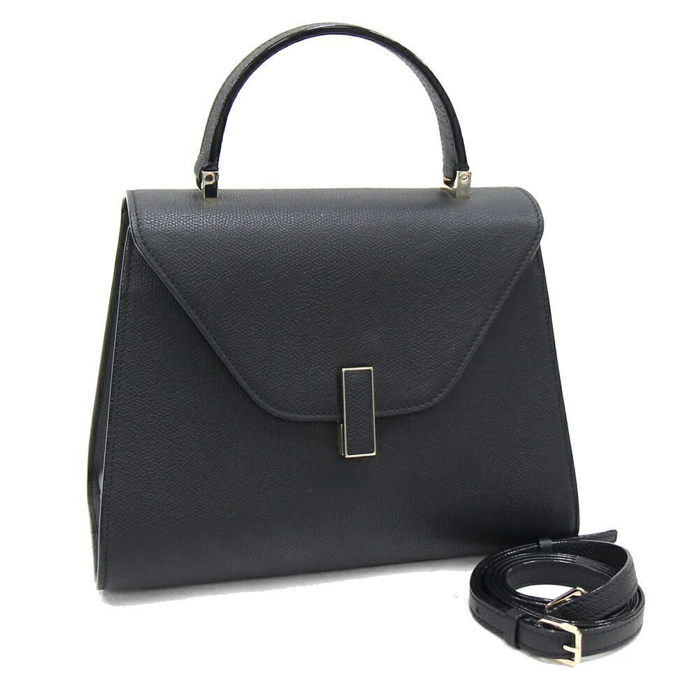 Valextra Handbag Leather Shoulder Bag Crossbody Top Handle Black